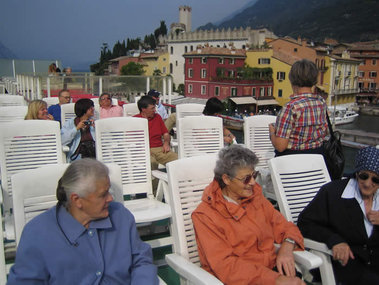 Sul battello durante la trasferta per Riva del Garda